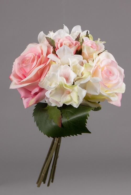 Boeket Hydrangea Roos roze wit 21 cm
